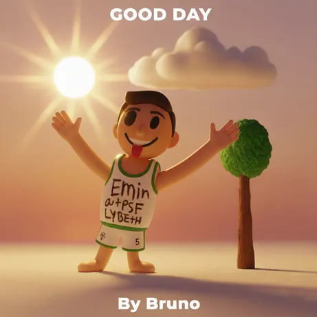 Cover art for a song called Good Day: a smiling clay figure under the sun